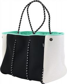 img 4 attached to 👜 QOGiR Neoprene Multipurpose Beach Bag Tote: Stylish, Spacious, and Secure with Inner Zipper Pocket