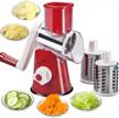 favia rotary cheese grater with handle - manual vegetable shredder with 3 stainless steel drum blades, round mandoline slicer nuts grinder, bpa free dishwasher safe (red) logo