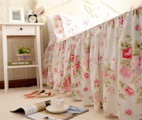 img 1 attached to Queen Size FADFAY 4-Piece Shabby Pink Rose Floral Print Cotton Bedding Set With Ruffles And Bedskirt - Farmhouse Style