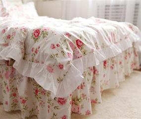 img 2 attached to Queen Size FADFAY 4-Piece Shabby Pink Rose Floral Print Cotton Bedding Set With Ruffles And Bedskirt - Farmhouse Style