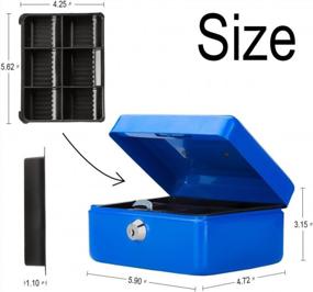 img 2 attached to Decaller Portable Metal Money Box With Key Lock For Secure Storage, Blue, 6.2" X 5" X 3", Double Layer Design And 2 Keys For Maximum Protection - QH1502XS