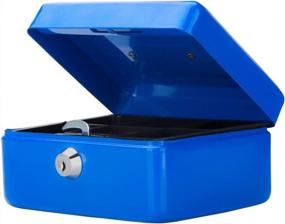 img 4 attached to Decaller Portable Metal Money Box With Key Lock For Secure Storage, Blue, 6.2" X 5" X 3", Double Layer Design And 2 Keys For Maximum Protection - QH1502XS