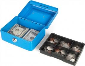 img 3 attached to Decaller Portable Metal Money Box With Key Lock For Secure Storage, Blue, 6.2" X 5" X 3", Double Layer Design And 2 Keys For Maximum Protection - QH1502XS