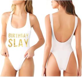 img 4 attached to One Piece Swimsuit Birthday Beachwear Sunglasses Women's Clothing via Swimsuits & Cover Ups