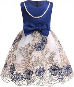 img 4 attached to 🎄 Stylish NSSMWTTC Christmas Embroidery Dress for Girls 2-9 Years + Bonus Necklace