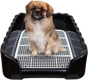 img 4 attached to 🐶 LYTIO Small Puppy Toilet - Indoor Black Potty Tray with Removable Post, Walls Security Frame, and Easy-to-Clean Design (Black)