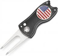 stainless steel switchblade golf divot tool - portable lawn repair with art the great wave and starry night ball marker! logo