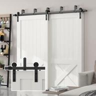 6ft black heavy duty sliding barn door hardware double track bypass double door kit for low ceilings - skysen bypass i shape-2 logo