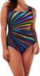 women's striped one piece swimsuit | colorful monokini with padding | keepfit bathing suit logo