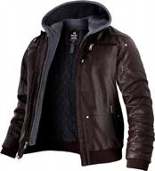 warm and stylish: wantdo's men's faux leather jacket with detachable hood for winter logo
