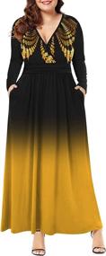 img 4 attached to Макси-платье больших размеров с длинными рукавами и карманами - идеальное повседневное вечернее платье для женщин!