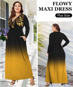 img 2 attached to Макси-платье больших размеров с длинными рукавами и карманами - идеальное повседневное вечернее платье для женщин!