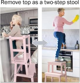 img 3 attached to 🪑 HOUCHICS Toddler Wooden Step Stool: Solid Birch Helper for Kitchen & Bathroom