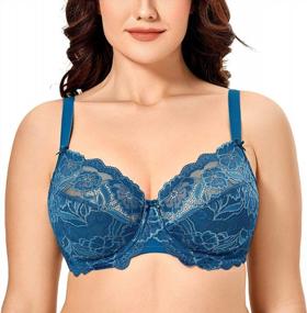 img 4 attached to DELIMIRA Plus Size Lace Unlined Underwire Full Coverage Bra For Women
