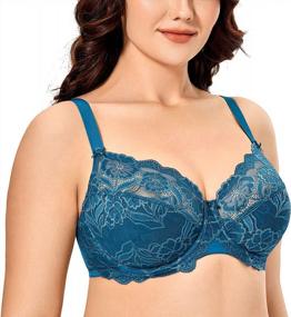 img 2 attached to DELIMIRA Plus Size Lace Unlined Underwire Full Coverage Bra For Women