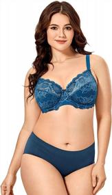 img 1 attached to DELIMIRA Plus Size Lace Unlined Underwire Full Coverage Bra For Women