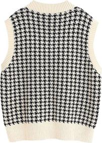img 3 attached to Women'S Houndstooth Sweater Vest V Neck Knit Preppy Style Geometric Top Sleeveless Oversized Loose Pullover