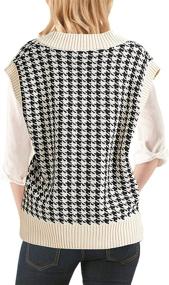 img 1 attached to Women'S Houndstooth Sweater Vest V Neck Knit Preppy Style Geometric Top Sleeveless Oversized Loose Pullover
