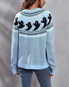 img 1 attached to Женский вязаный свитер с круглым вырезом и круглым вырезом в винтажном стиле Fair Isle Ghost от Chouyatou
