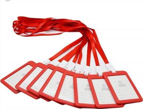 img 3 attached to Red Vertical ID Badge Holder Set Of 8 With Red Lanyard - Shenglong Name Tag Card Holder