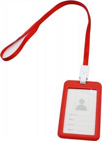 img 4 attached to Red Vertical ID Badge Holder Set Of 8 With Red Lanyard - Shenglong Name Tag Card Holder