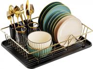 gslife стеллаж для сушки посуды маленькая стеллаж для посуды с подносом компактный сушилка для посуды для кухонного шкафа, золотой и черный логотип