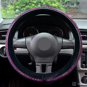 img 2 attached to 🚗 15 Inch Universal Purple Car Steering Wheel Cover: Warm & Fluffy SUV Accessory