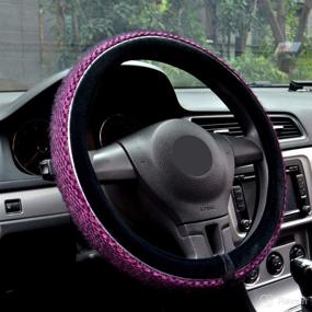 img 4 attached to 🚗 15 Inch Universal Purple Car Steering Wheel Cover: Warm & Fluffy SUV Accessory