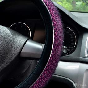 img 1 attached to 🚗 15 Inch Universal Purple Car Steering Wheel Cover: Warm & Fluffy SUV Accessory