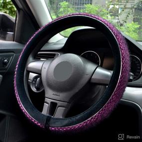 img 3 attached to 🚗 15 Inch Universal Purple Car Steering Wheel Cover: Warm & Fluffy SUV Accessory