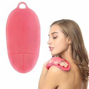 img 4 attached to Body Brush For Sensitive Skin - Soft Silicone Bath Exfoliating Glove For Gentle Cleansing And Scrubbing - Food-Grade Material And Delicate Pink Hue