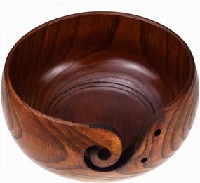 img 4 attached to Handmade Rosewood Yarn Bowl Holder With Holes For Knitting And Crochet Organizer - Ideal Mother'S Day Gift, Wine Red Color