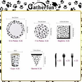 img 2 attached to Gatherfun Dog Paw Prints Birthday Party Supplies Paper Plates Napkins Cups Knives Forks Spoons Tablecloth With Balloons And Banner For Kids Birthday Party Puppy Themed Party Decorations, Serve 25