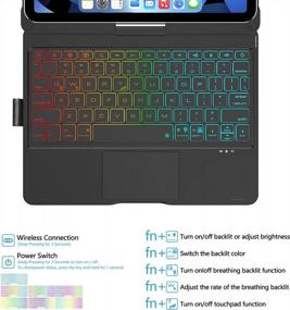 img 2 attached to Клавиатура премиум-класса для iPad Pro 11 дюймов с сенсорной панелью и 7-цветной подсветкой, с возможностью поворота на 360°, совместима с 11-дюймовым iPad Pro (3Rd/2Nd/1St Gen) и iPad Air 5 2022/Air 4 — черный
