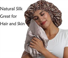 img 2 attached to Adjustable 19 Momme Mulberry Silk Lined Sleep Cap For Curly And Long Hair Care - SAYMRE 100% Satin Bonnet