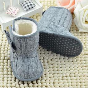 img 1 attached to CdyBox Little Baby Fleece Fur Knit Snow Boots - Warm Winter Infant Shoes for 0-18 Months