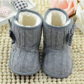img 3 attached to CdyBox Little Baby Fleece Fur Knit Snow Boots - Warm Winter Infant Shoes for 0-18 Months