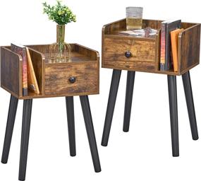 img 2 attached to 2-Pack BEWISHOME Wood Nightstands W/ Drawer - Perfect End Table For Bedroom & Living Room!