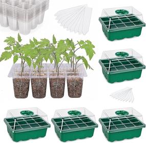 img 4 attached to Bonviee 5-Pack Seed Starter Tray Kit: 144 Cell Germination With Humidity Domes & 10 Plant Labels