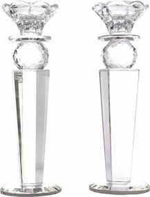 img 4 attached to Allgala Set Of 2 Crystal Glass Made Reverse Tapered Pillar And Hand Crafted Ball Candlesticks-8.5"-HD89151
