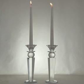 img 2 attached to Allgala Set Of 2 Crystal Glass Made Reverse Tapered Pillar And Hand Crafted Ball Candlesticks-8.5"-HD89151