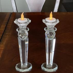 img 1 attached to Allgala Set Of 2 Crystal Glass Made Reverse Tapered Pillar And Hand Crafted Ball Candlesticks-8.5"-HD89151