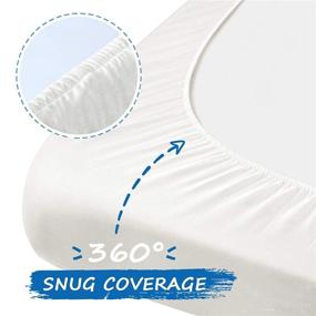 img 2 attached to 👶 Waterproof Pack N Play Sheet Organic Cotton 2 Pack Fitted Cover - Mini Crib Sheets, Portable Protector - Graco/Dream on Me Playard Mattress Pad, Pack and Play Sheet - Baby Girl/Boy, White
