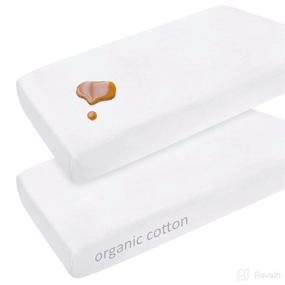 img 4 attached to 👶 Waterproof Pack N Play Sheet Organic Cotton 2 Pack Fitted Cover - Mini Crib Sheets, Portable Protector - Graco/Dream on Me Playard Mattress Pad, Pack and Play Sheet - Baby Girl/Boy, White