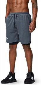 img 3 attached to Men'S 2-In-1 Running Shorts Gym Workout Quick Dry With Phone Pocket By Pinkbomb