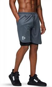 img 2 attached to Men'S 2-In-1 Running Shorts Gym Workout Quick Dry With Phone Pocket By Pinkbomb