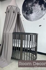 img 3 attached to Wonder Space Minimal Pompoms Baby Crib Canopy - Decorative Flags with Pom Poms, Nursery Room Dream Tent for Boys & Girls, Kids Bed Hanging Curtain Mosquito Net Children Nook (Grey)