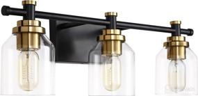 img 4 attached to SOLFART Vintage 3-Light Glass Shade Vanity Light 💡 Fixture for Bathroom - Elegant Over Mirror Globe Bath Fixtures