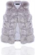 vintage grey faux fur women's vest waistcoat - sleeveless jacket for warmth and style (size l) logo