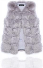 img 4 attached to Vintage Grey Faux Fur Women'S Vest Waistcoat - Sleeveless Jacket For Warmth And Style (Size L)